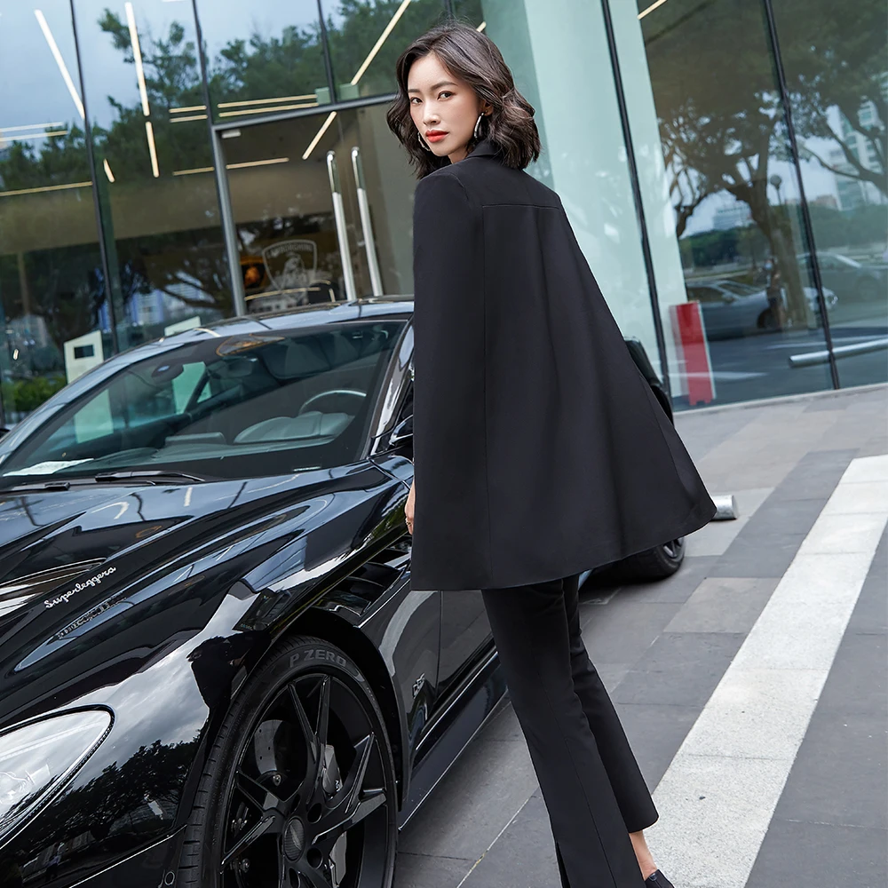 Women Bat Sleeve Pant Suit Latest Fashion Ladies Jacket Blazer And Trousers Red Apricot Black 2 Piece Set