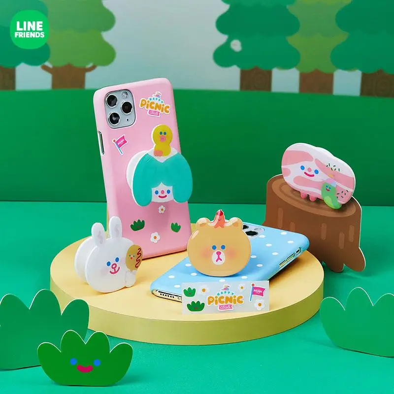 

Line Friends Reco Series Kawaii Cartoon Brown Cony Sally Plastic Mobile Phone Bracket Cartoon Anime Cute Fashion Accessories
