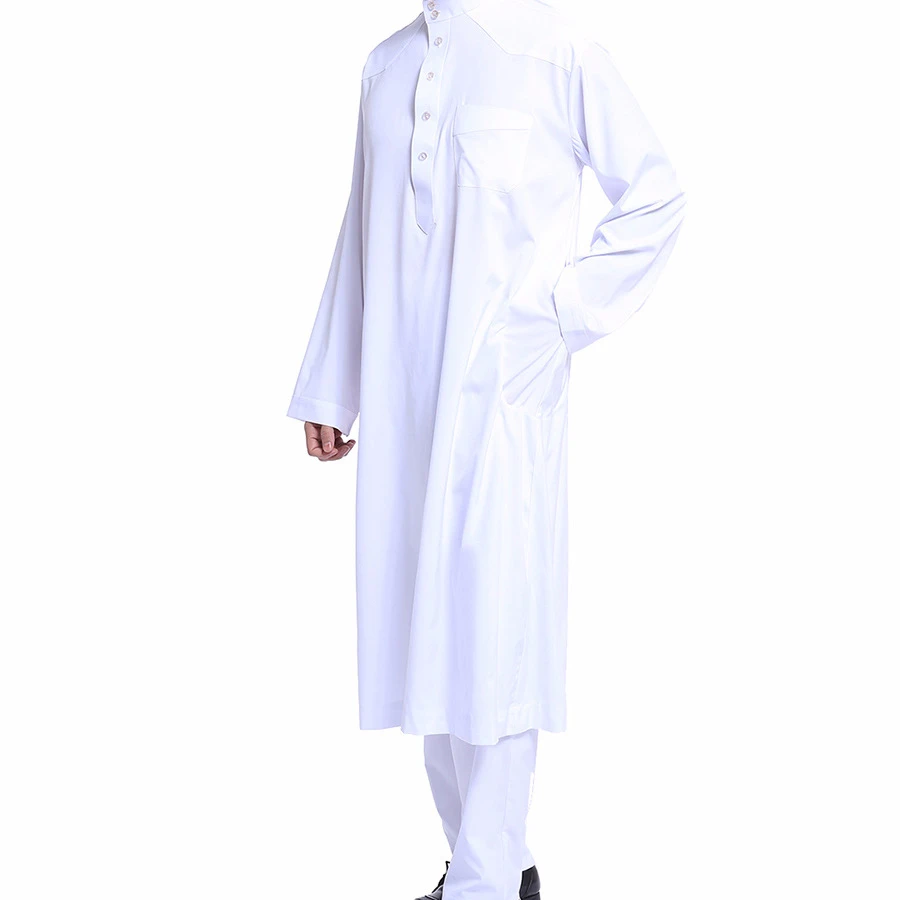 Dubai Arab Islam Muslim Men Jubba Thobe Clothing Sets Long Robe 2 Piece Set Tops and Pants Saudi Musulman Ensembles Wear Sets