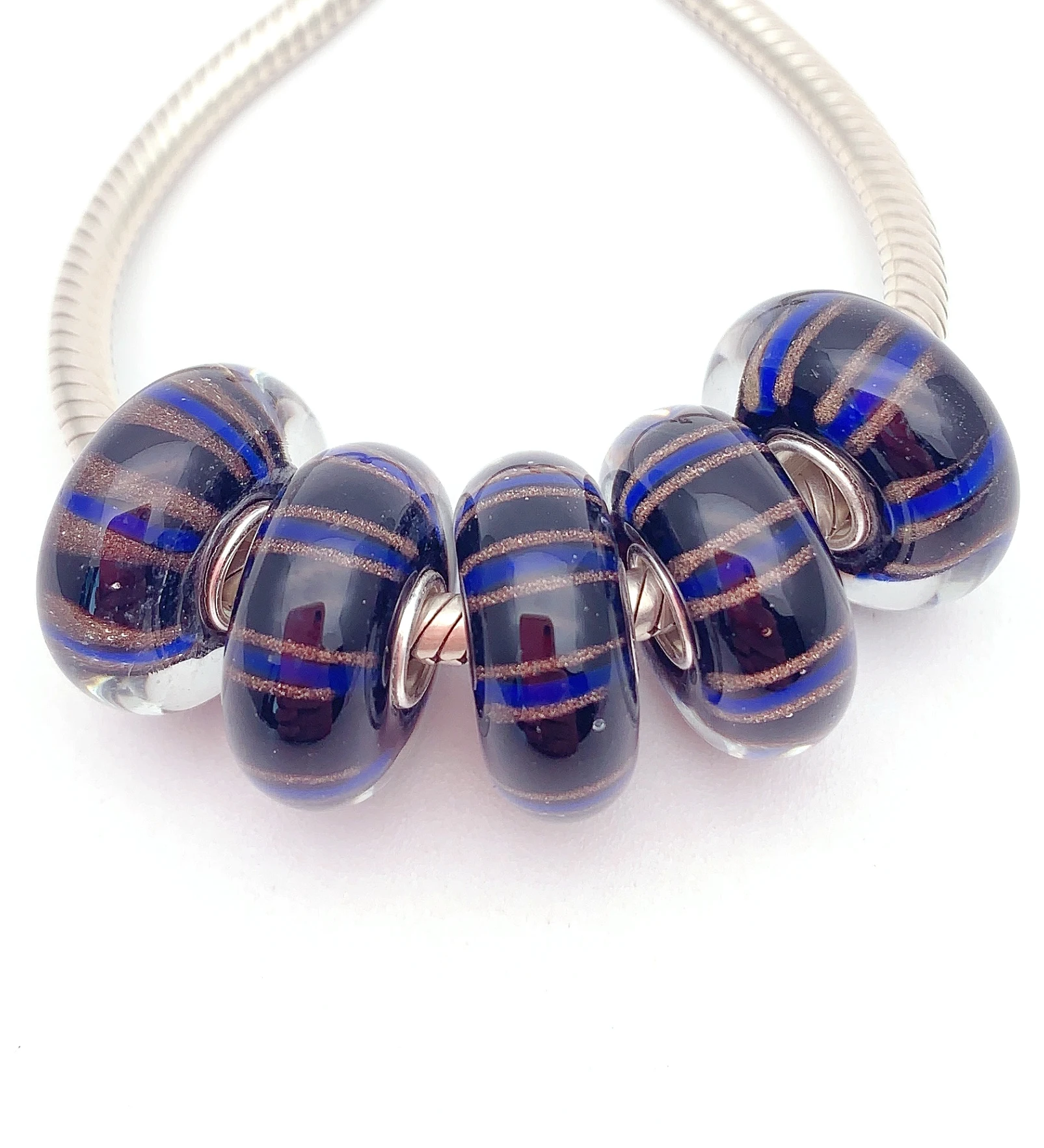 

XHYG107 5X 100% Authenticity S925 Sterling Silver Beads Murano GlassBeads Fit European Charms Bracelet Diy Jewelry Lampwork