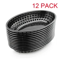 plastic fry fast food basket oval shaped tray deli serving bread basket for chicken burgers sandwiches fries 12pcs pack