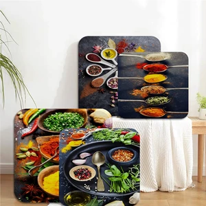 Vegetable Grains Spices Square Fabric Cushion Non-slip Living Room Sofa Decor Students Stool Tatami Office Chair Mat Pad