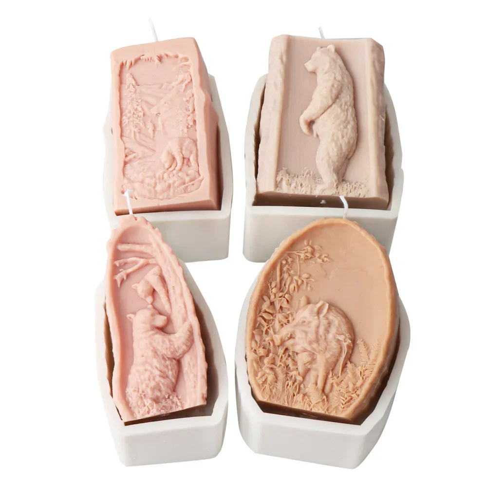 Силиконовая форма для свечей в скандинавском стиле с лесными животными дикий