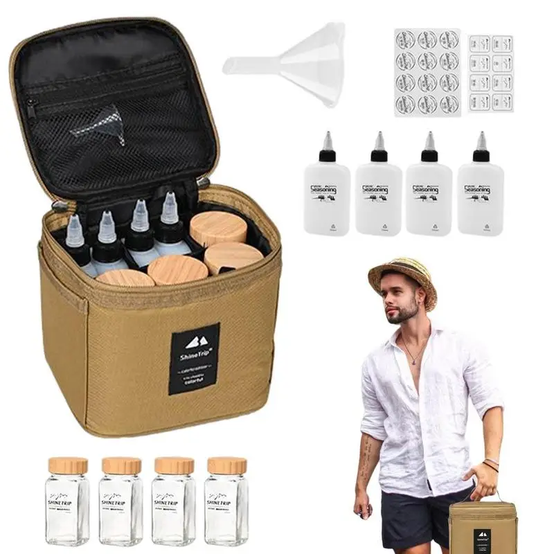 

Camping Seasoning Organizer Seasoning Storage Bag With 8 Empty Bottles Mini Spices Containers Storage Bag For Food Seasoning