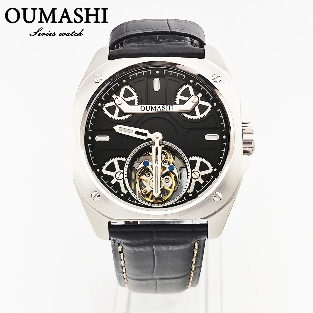 Роскошные мужские часы с турбийоном водонепроницаемые из нержавеющей стали