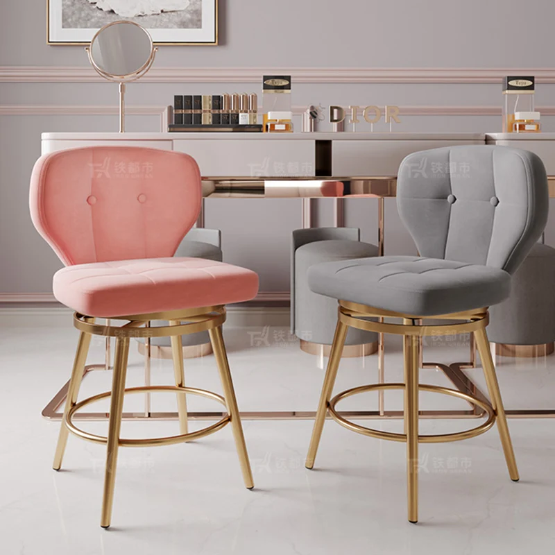 

Pink Dressing Table Dining Chair Velvet Backrest Luxury Pouf Dining Chair Back Cushion Cadeiras De Jantar Balcony Furniture