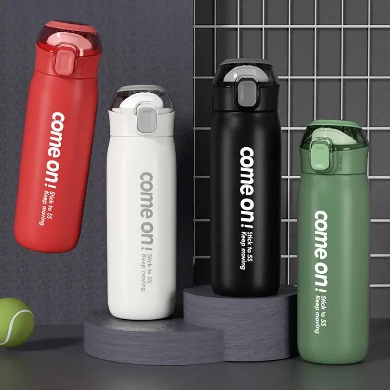 

New Fashion and Convenient 304 Stainless Steel Water Cup Thermos Cup Spring Cover Simple Male and Female Student Movement