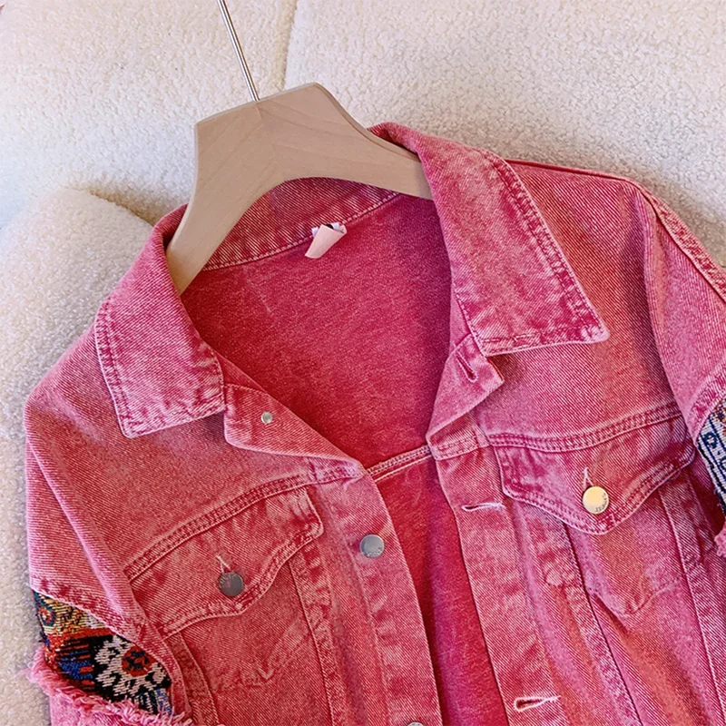 Женская джинсовая куртка с длинным рукавом свободная универсальная винтажная