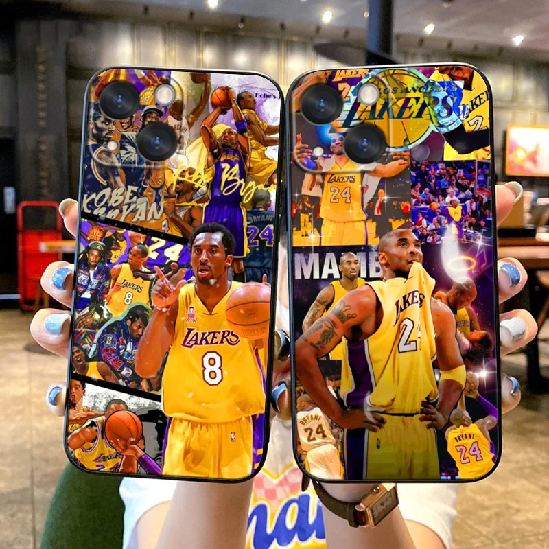 Баскетбольный чехол K-Kobe no-24 для Apple iPhone 15 14 13 12 11 SE XS XR X 7 8 6 mini Plus Pro MAX мягкий черный