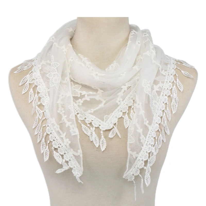 

Lace Fringe Scarf Headcovering Scarf Summer Hijab Woman Floral Print Scarf Lace Triangle Scarf With Fringe Drop Shipping