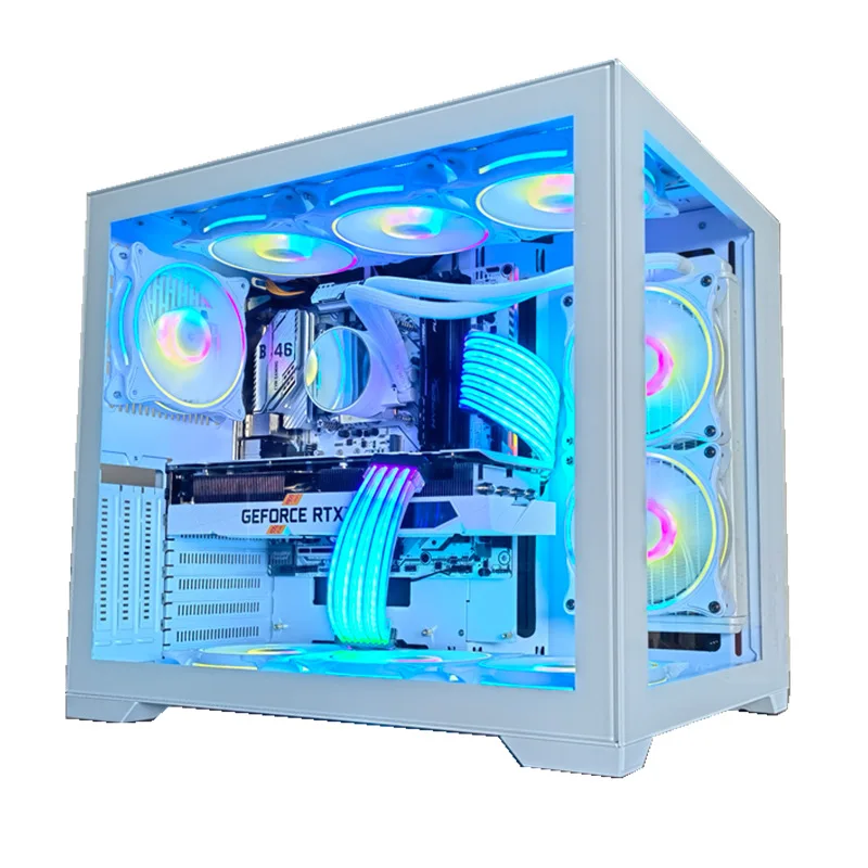 

2022 amazon hot sale tower supports 360 water-cooled case atx double-sided tempered glass computer cases & towers pc case