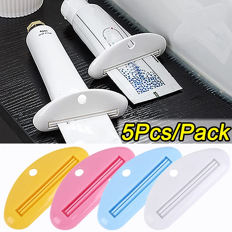

5pc Multifunctional Toothpaste Tube Squeezer Press Manual Squeezed Toothpaste Clip-on Facial Cleanser Squeezer Bathroom Supplies