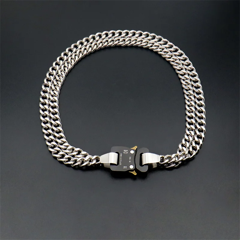 

Ожерелье из титановой стали с двойной цепью и цветной пряжкой ALYX