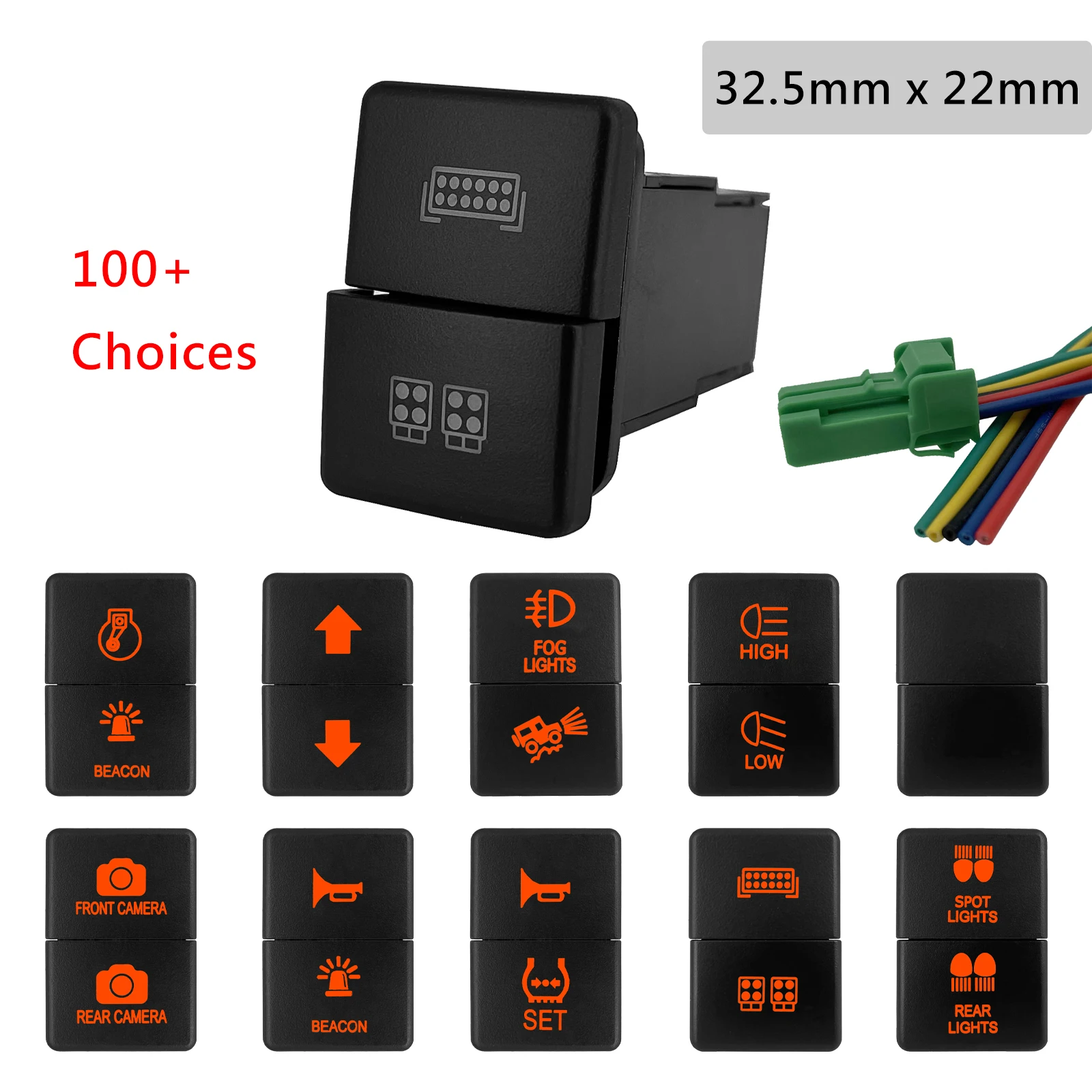Оранжевый Янтарный 12 в двойной кнопочный переключатель для переключателей Toyota 4runner FJ Cruiser Landcruiser Prado Tundra Tacoma