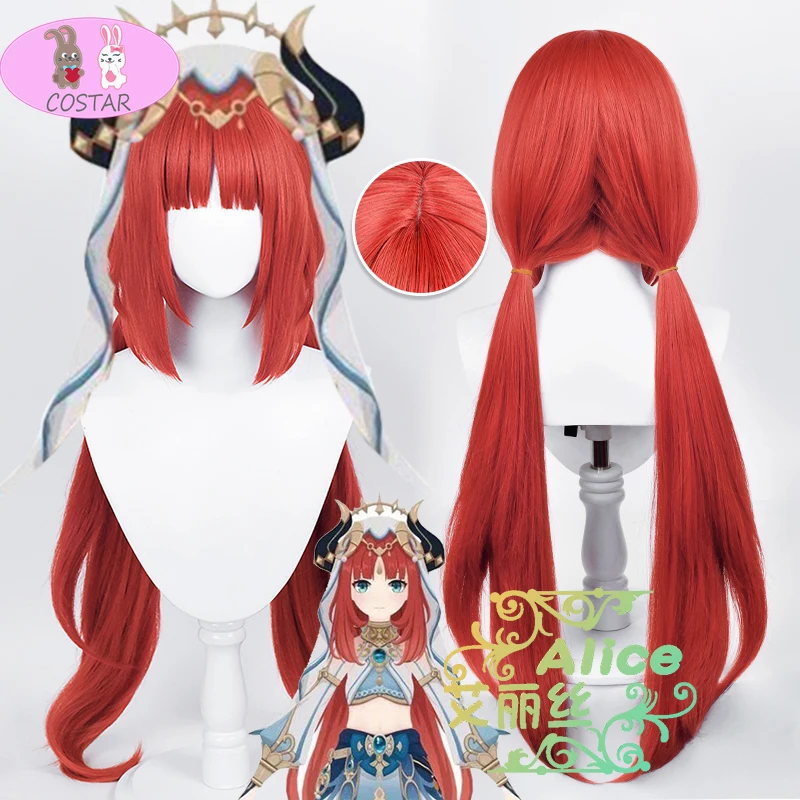 

Nilou Cosplay Wig Game Genshin Impact Nilou Sumeru Red Long Double Ponytail Fake Hair Halloween Carnival Party Role Play Wig