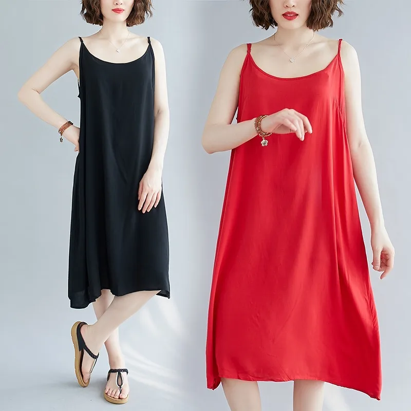 Женское Повседневное платье на бретельках свободное разноцветное средней длины