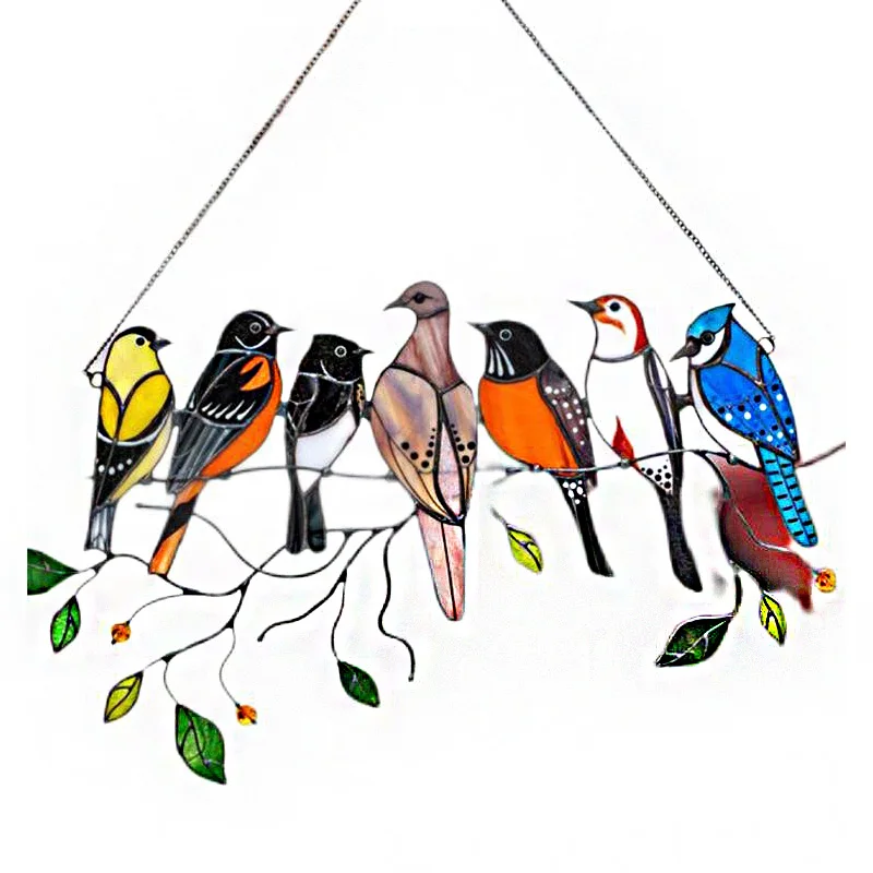 

2-7 Birds Metal Stain Colored Tracery Window Hangers Bird Decoration Door Craft Accessories Home Decor Room Decor