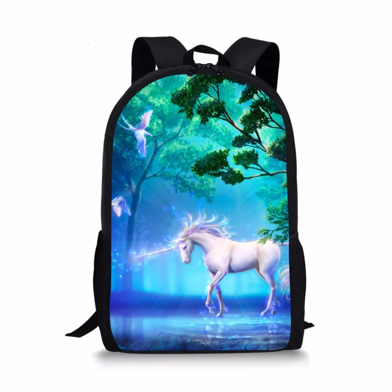 White Horse Element Printing Pattern School Backpacks Personalized Kids Daypack New Design Rucksack for Teenager