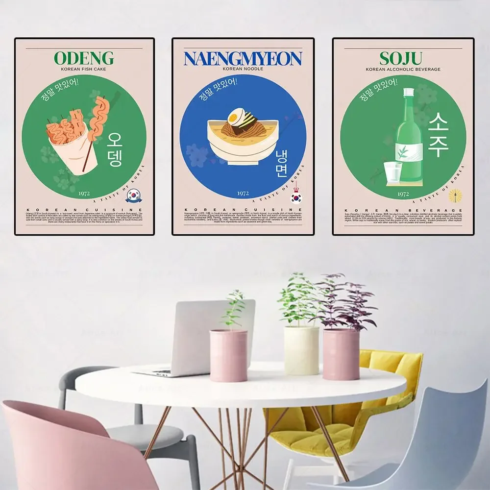 Корейская кухня кимчи ттеокбоки настенная Картина на холсте скандинавские