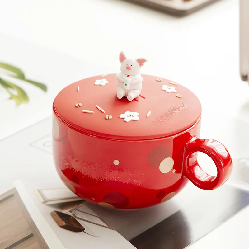 

Красная свинка, чашка для воды, новая чашка с изображением центеняля, милая свинка, кружка для девочек, милая мультяшная чашка