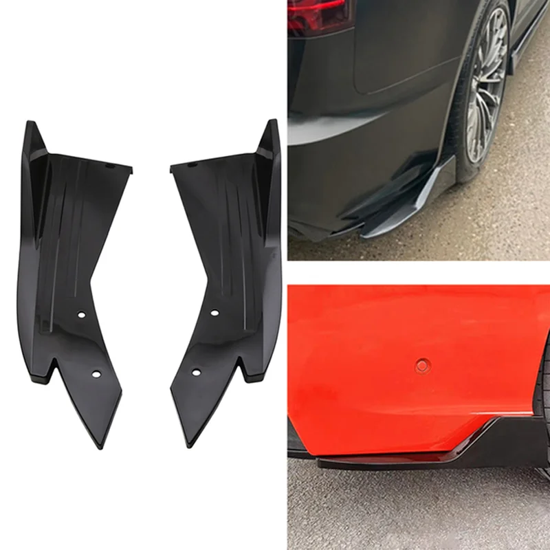 2pcs Glossy Black Carbon Car Bumpers Lip Spoiler Universal Splitter Scratch Side Skirt Protector Exterior Accessories |