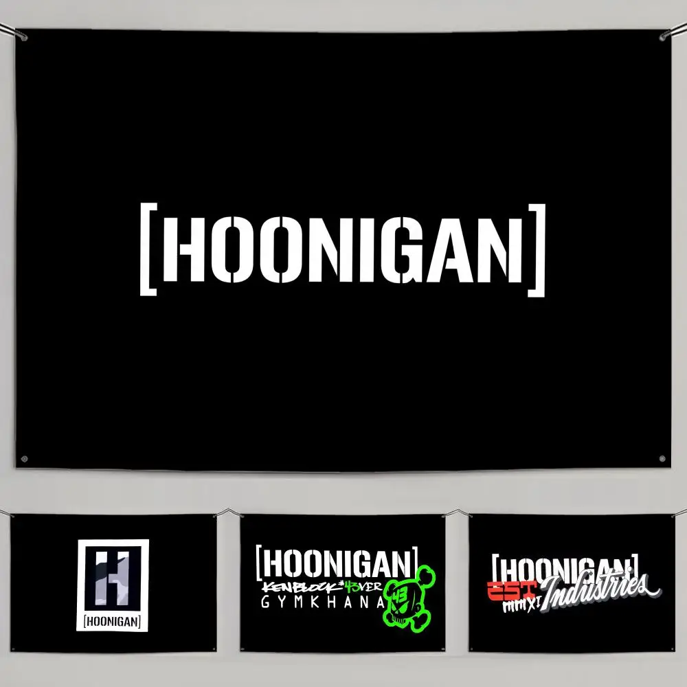 Фото Флаги Hoonigan Racing для модификации гоночных автомобилей, винтажный эстетичный настенный баннер для спальни, гостиной, уютной комнаты №3