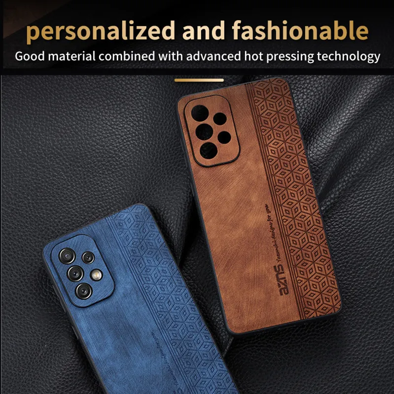 

High Quality Leather Case For Samsung Galaxy S21 FE S22 Plus Ultra Hard Anti-drop Cover A13 5G A04S Coque A23 A33 A53 A73 S22U
