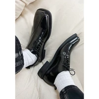 gentleman elegant black leather shining irregular design mature shoes businessman modern oxfords