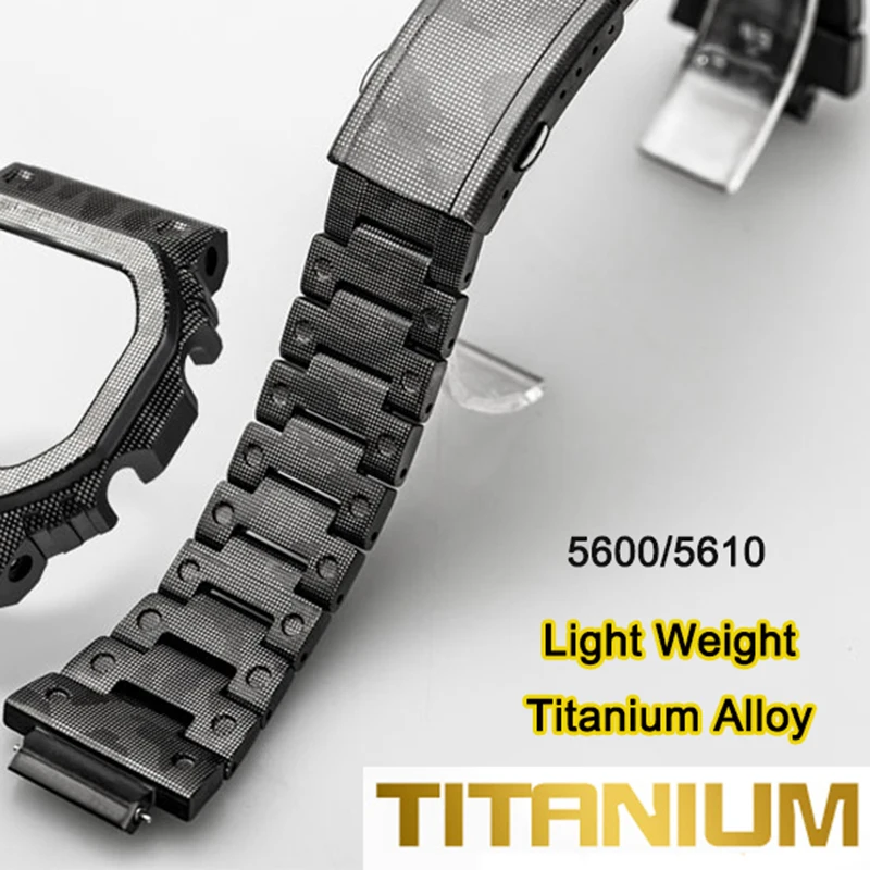 

Titanium Watch Band Case/ Bezel for DW5600/5610 GW-M5610 GW5000 G5600E Light Weight Camouflage Case Strap Mod with Tools