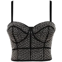 sexy push up plus size sling rhinestone womens crop tops short bustier vest with built in bra female camis wear out clothes