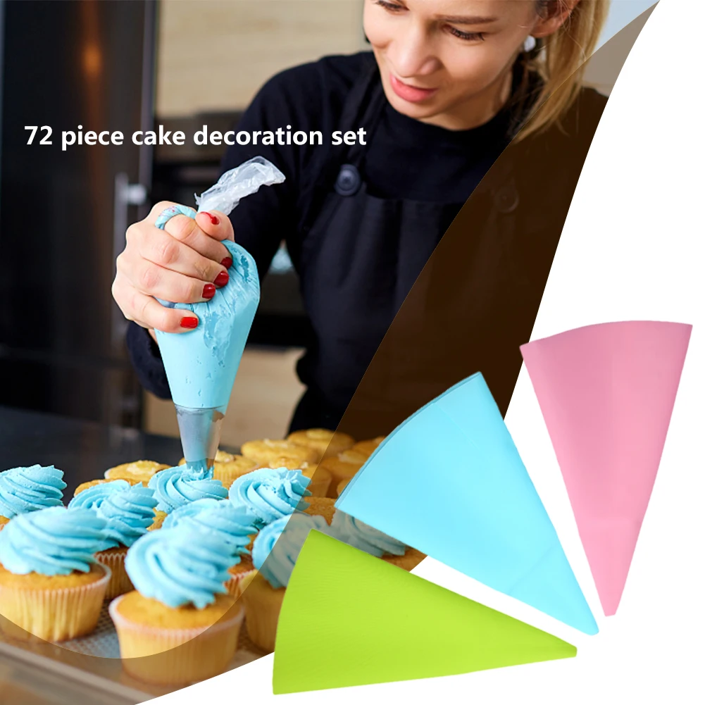 

72Pcs Plastic Scraper Pastry Bag Sets Stainless Steel Nozzle Set Scraper Cake Cream Pastry Supply Decorative Gadget