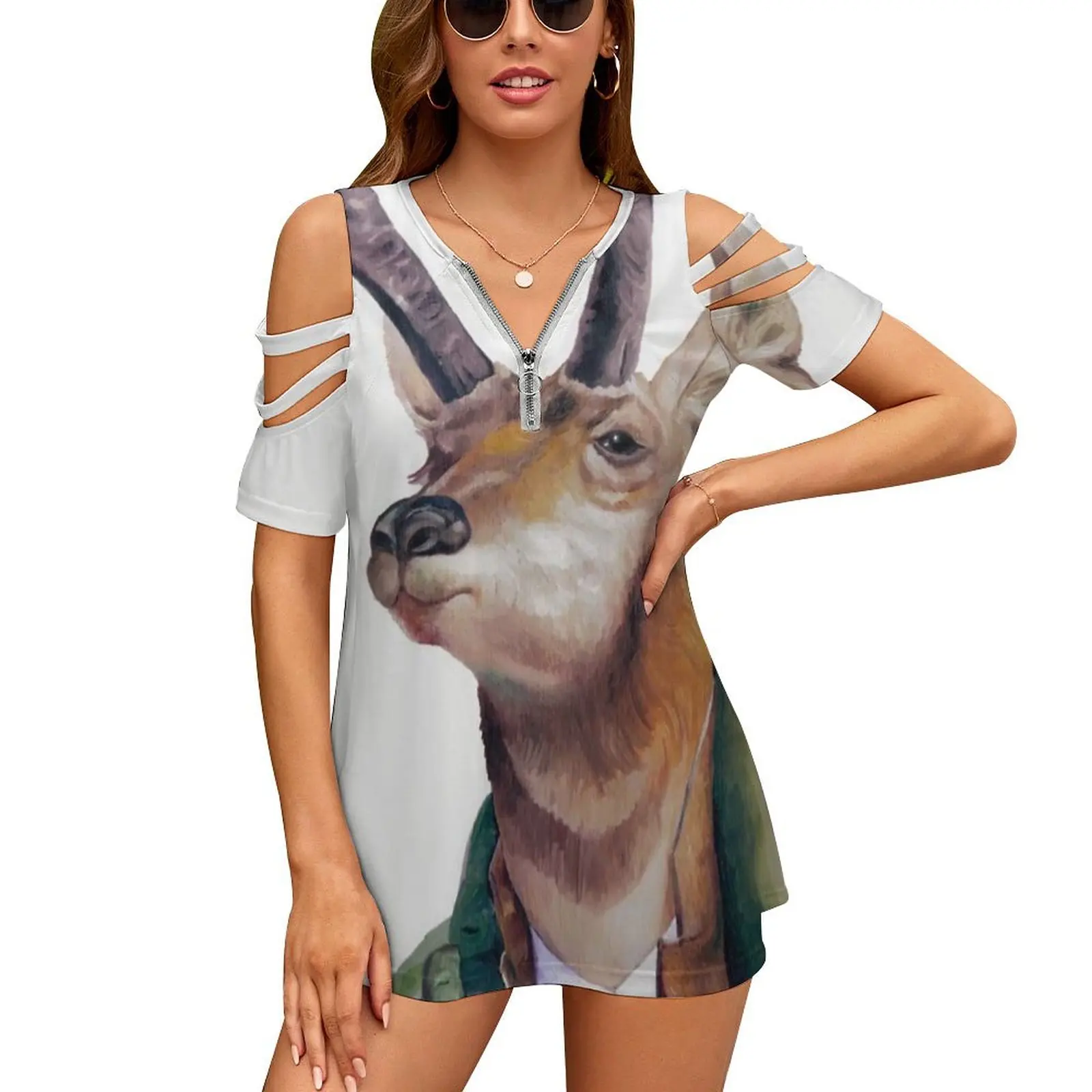 Женская футболка Pronghorn с оленем весенне-летние футболки принтом разных стилей