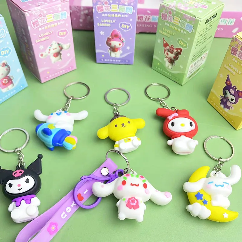 

24pcs/Set Sanrio Keychain Pendant Kitty Cinnamoroll Kuromi Random Anime Figures Pokemon Pikachu Keyring For Children Toy Gifts