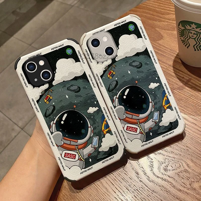 

2023 New Lambskin Phone Case English Astronaut For Iphone 13 Pro 12Promax All Inclusive 7/8Plus Fall Prevention 11pro Full Cover