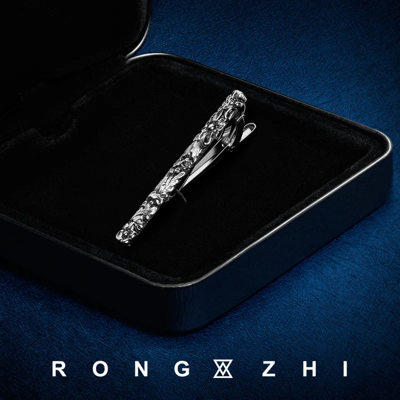 Rongzhi Flower of Glory Ретро-узор Античный стиль Трехмерный тисненый цветочный мужской деловой зажим для галстука (art.: 3920cffd134db) - 3920cffd134db