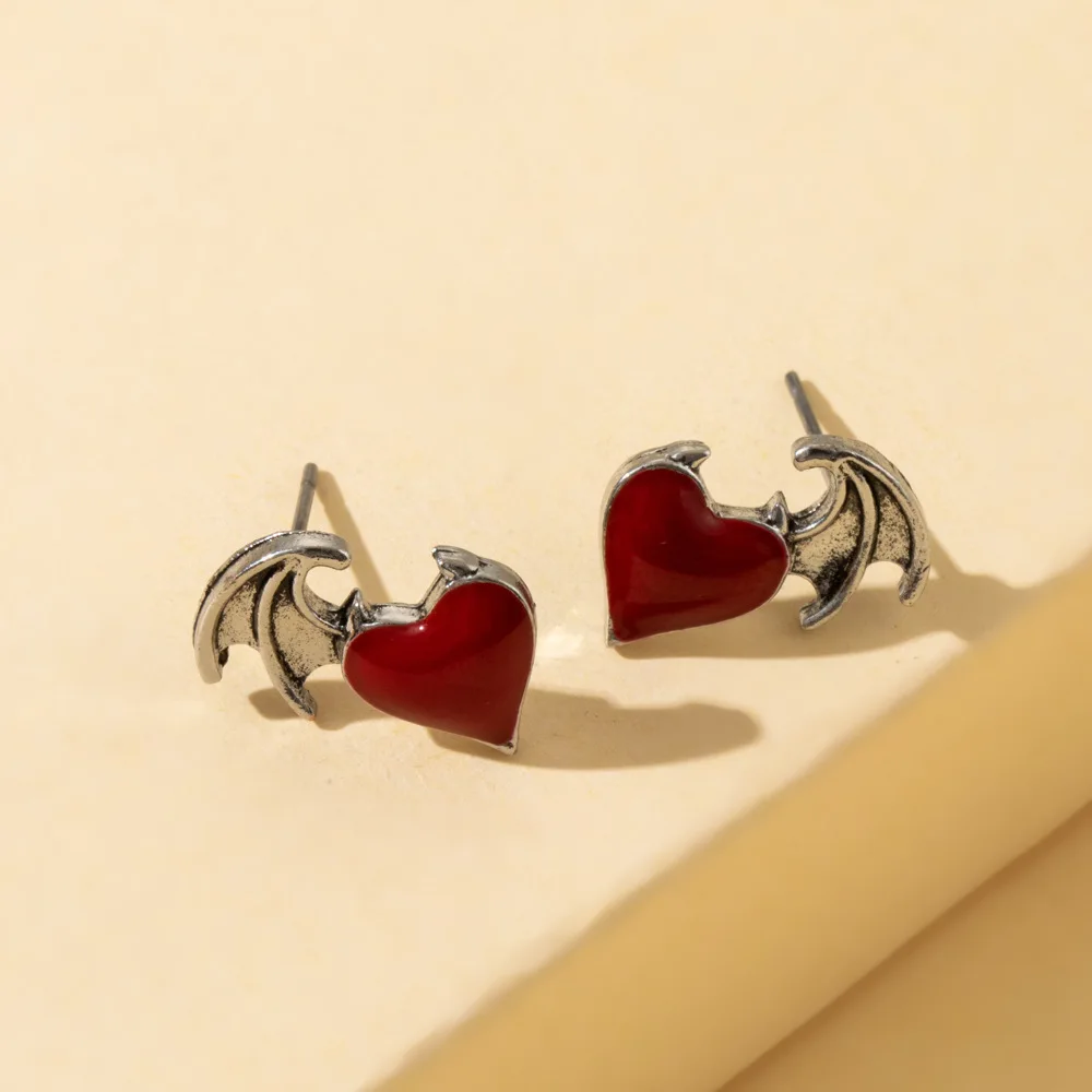 New Fashion Devil's Wings Heart-shaped Earrings Women's Earrings Jewelry Wholesale Direct Sales