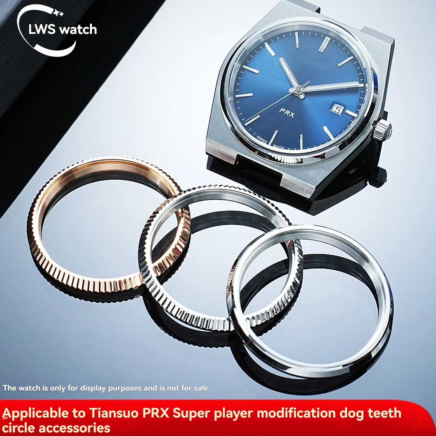 Фото Модифицированный безель T137407 с зубчатым краем для часов Tissot PRX Super Player 1853 - Сменное кольцо безеля №4