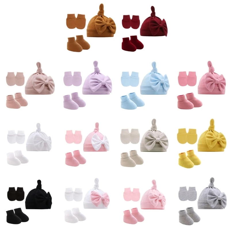 

Baby Beanie Hat Anti-Scratch Cotton Gloves Ankle Socks 0-3M Newborn Shower Gift