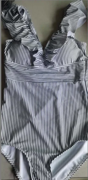 

2022 New One-Piece Striped European and American Style Bikini Women's One-Piece Swimsuit