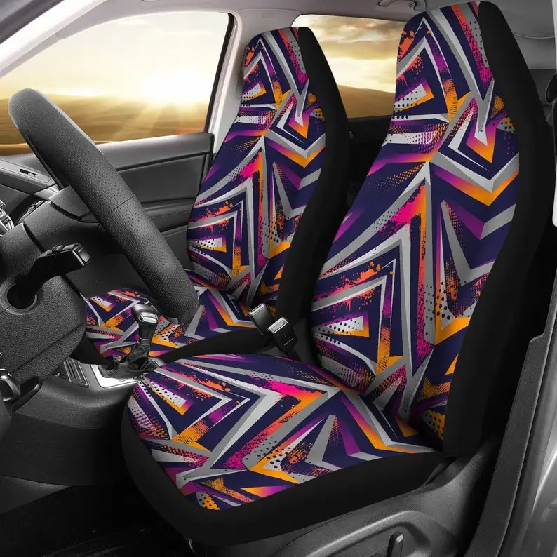 

Colorful Purple Orange Abstract Art Car Seat Covers Pair, 2 Front Seat Covers, Car Seat Protector, Car Accessories
