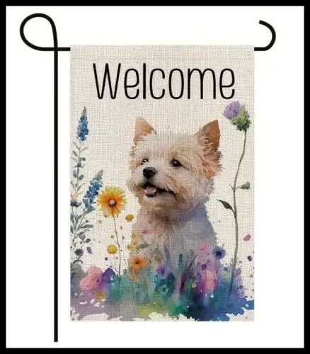 НОВЫЙ 12x18 Westie Terrier Wild Flower Добро пожаловать садовый флаг двусторонний Бесплатная