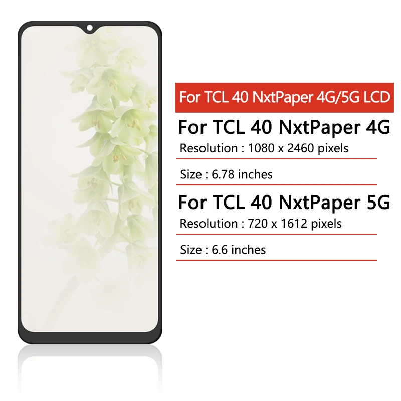 Фото Качество AAA + для TCL 40 NxtPaper 4G ЖК-дисплей с цифровым преобразователем сенсорного экрана для TCL 40 NxtPaper 5G T612B Запасные части для ремонта дисплея №2