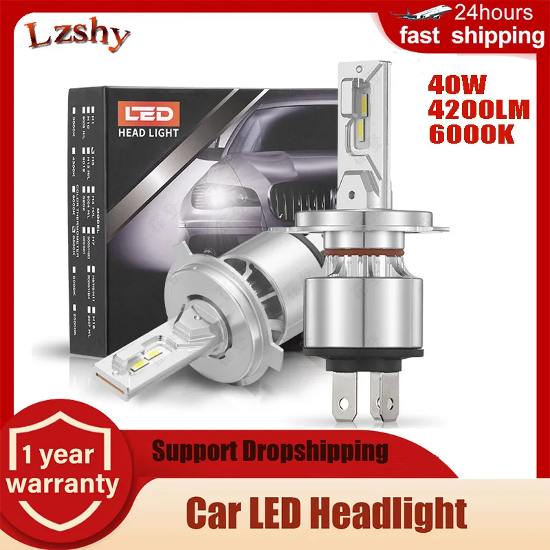 

2pcs H7 LED Headlight Bulb H1 H3 H8 H9 H11 9012 9005 9006 HB3 HB4 40W 4200LM 6000K White Super Bright Auto Headlamp Fog Light