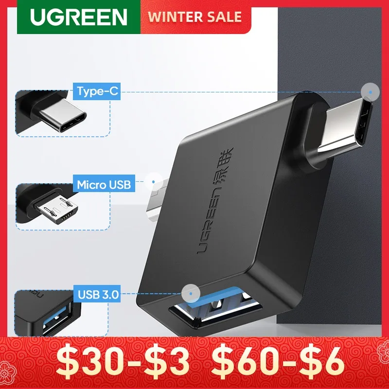 

Ugreen OTG Adapter 2 in 1 Micro USB Type C to USB 3.0 Type-C Adapter For Samsung Galaxy S10 Macbook USB C OTG Adapter For Huawei