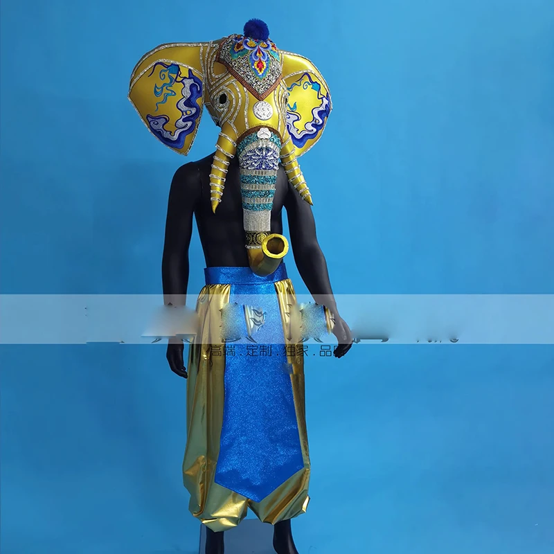 

Halloween Party Elephant Headgear Men stage performance club park show Circus Cosplay Costume