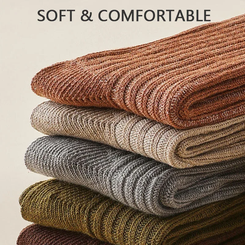 GYMIGO 4/10 Pairs Women Socks  Retro Solid Color Cotton Long Tube Women Socks Breathable Japanese Style Casual Cotton Long Sock