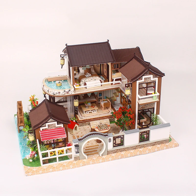 

New Diy Miniature Dollhouse Wooden Miniature Handmade Doll Houses Furniture Model Kits Box Handmade Toys For Children Girl Gifts