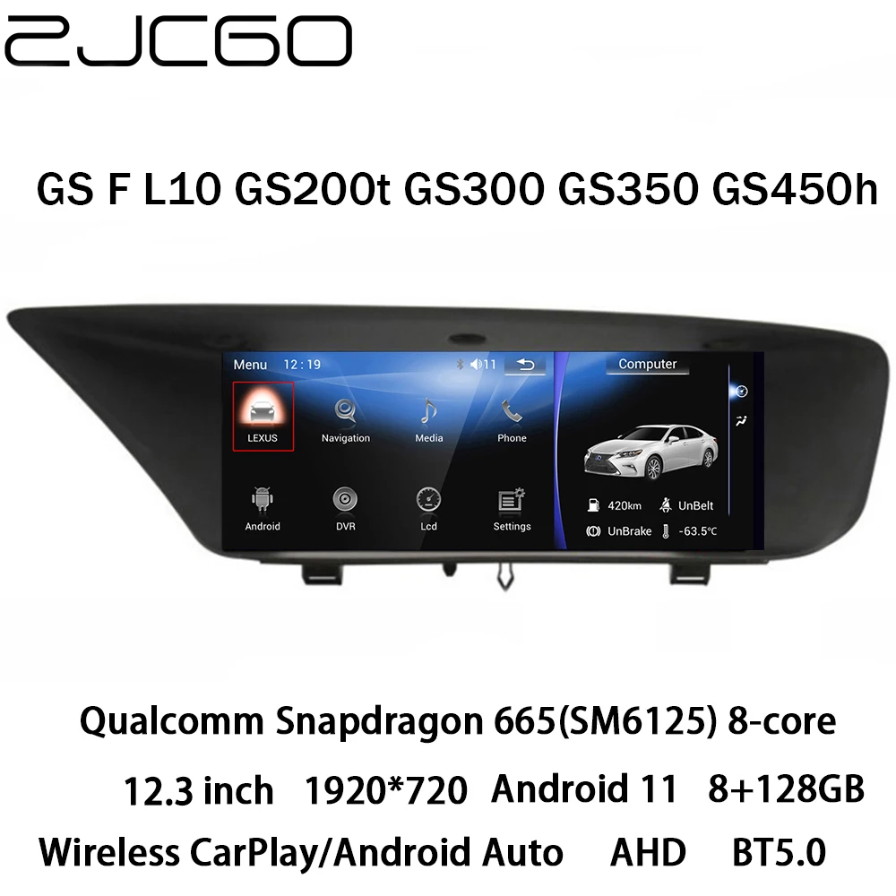 ZJCGO Auto Multimedia-Player Stereo Radio GPS Navigation Android 11 Bildschirm für Lexus GS F L10 GS200t GS300 GS350 GS450h 2012 ~ 2020
