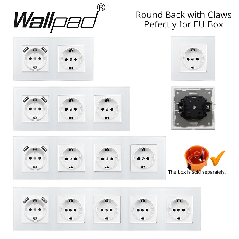 Настенная розетка с 2 USB-портами, 16 А, 220 В Настенная розетка с 2 USB-портами, 16 А, 220 В