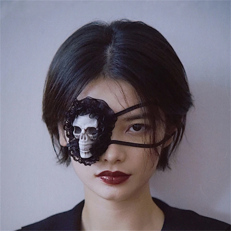

Патч для глаз в виде черепа в стиле панк, одинарный элемент, косплей, патч для глаз в готическом стиле, кружевная отделка для глаз, маска для глаз